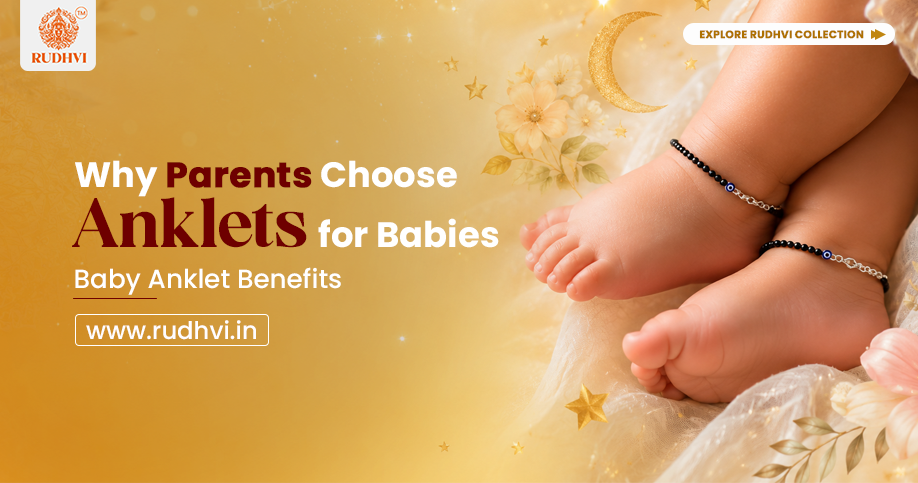 Black Obsidian baby anklet for kids aged 3+ years with black beads by Rudhvi.