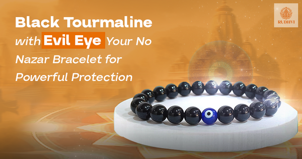 Black Tourmaline Evil Eye Bracelet for protection