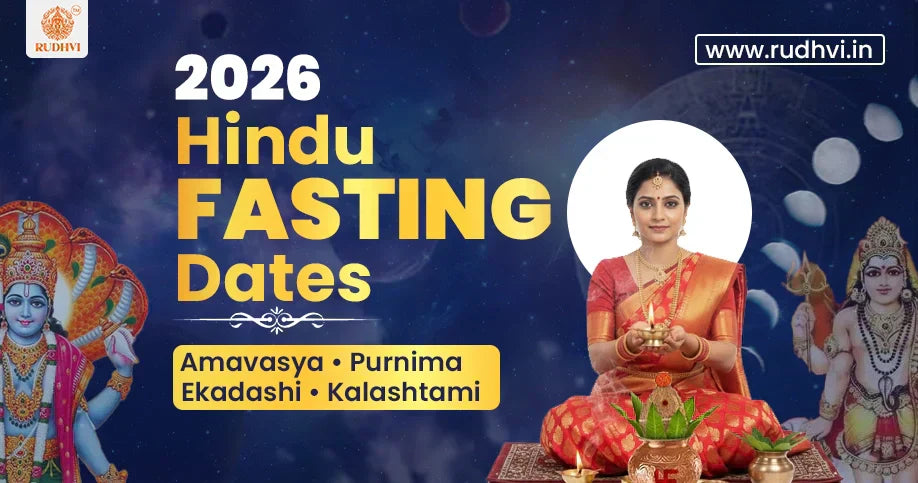 2026 Hindu fasting dates calendar showing Amavasya, Purnima, Ekadashi and Kalashtami