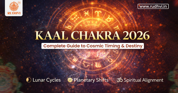 Kaal Chakra 2026 cosmic wheel showing planetary shifts and lunar cycles | Powered by Rudhvi