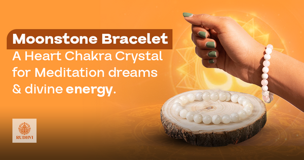 Rudhvi natural moonstone bracelet for heart chakra and emotional healing