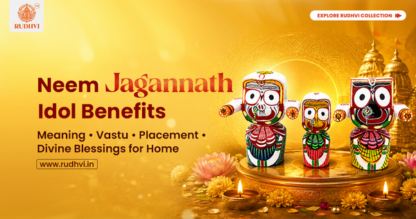 Neem Wood Jagannath Idol with Lord Jagannath, Balabhadra and Subhadra for Home Temple and Worship