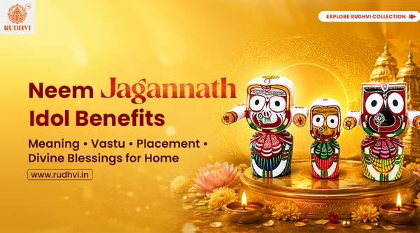 Neem Wood Jagannath Idol with Lord Jagannath, Balabhadra and Subhadra for Home Temple and Worship