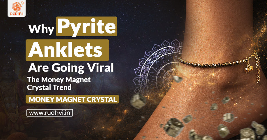 Pyrite anklet money magnet crystal for wealth, prosperity and positive 