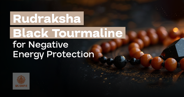 Rudraksha and Black Tourmaline bracelet for negative energy protection and spiritual healing by Rudhvi