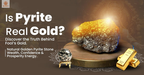 Golden Pyrite crystal stone from Rudhvi shining like real gold, symbolizing wealth, prosperity, and protection — known as Fool’s Gold.