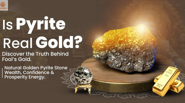 Golden Pyrite crystal stone from Rudhvi shining like real gold, symbolizing wealth, prosperity, and protection — known as Fool’s Gold.