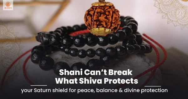 Rudhvi’s Rudraksha + Black Tourmaline Bracelet is your Saturn shield for peace, balance, and divine protection under Lord Shiva’s blessings.