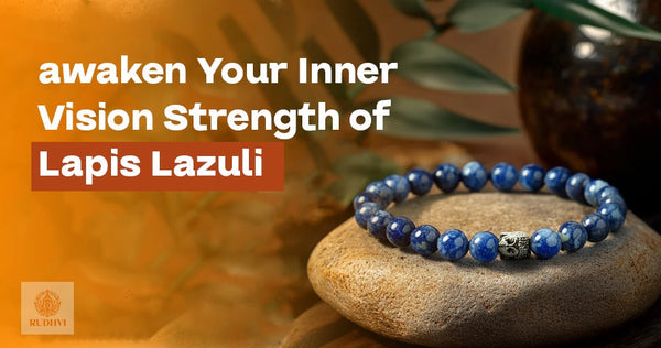 Lapis Lazuli healing bracelet displayed on a stone surface — awakens inner vision, wisdom, and spiritual strength by Rudhvi