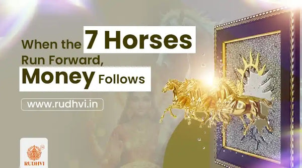 Golden seven running horses artwork symbolizing wealth, success, and positive energy as per Vastu Shastra