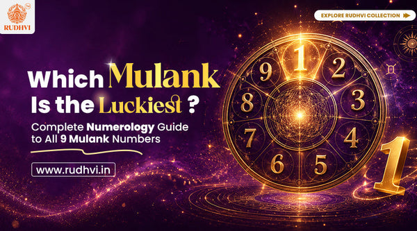 Golden numerology wheel showing Mulank numbers 1 to 9 with the title Which Mulank Is the Luckiest