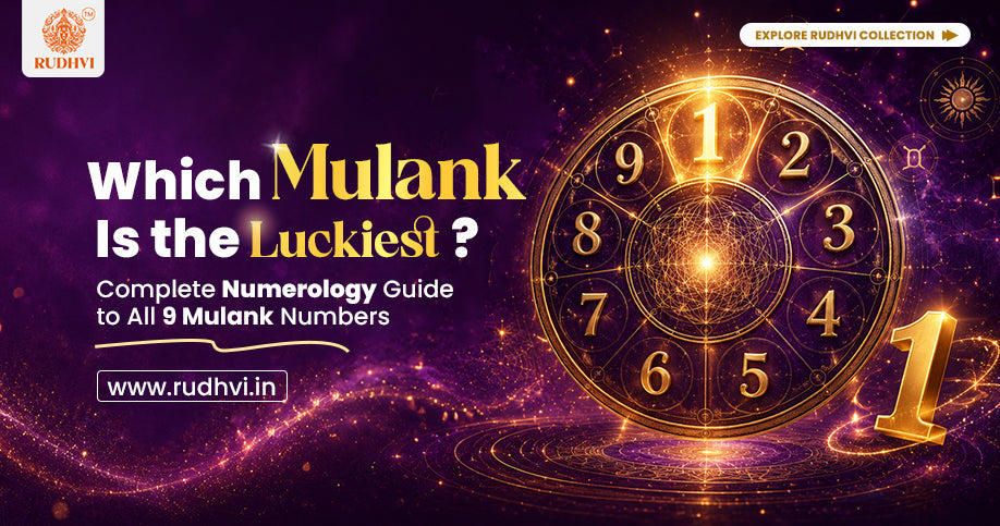 Golden numerology wheel showing Mulank numbers 1 to 9 with the title Which Mulank Is the Luckiest
