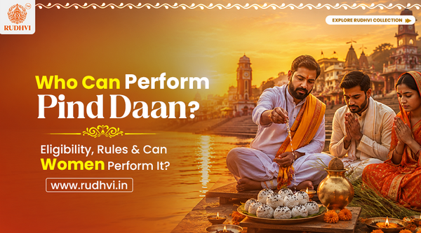 Family performing Pind Daan ritual at Gaya Vishnupad Temple, explaining who can perform Pind Daan according to Hindu traditions.