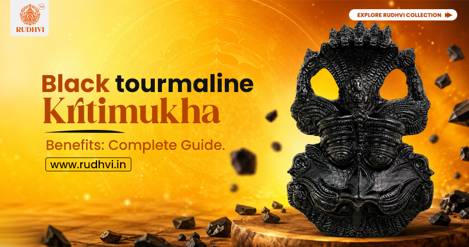 Black Tourmaline Kirtimukha spiritual décor for home, Vastu, meditation, and traditional protection symbolism.