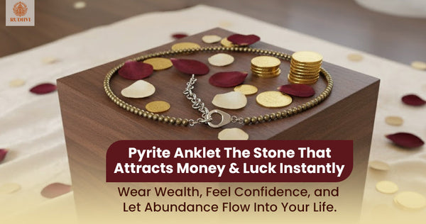 Pyrite Anklet for Wealth, Luck, and Confidence – Natural Crystal Jewelry by Rudhvi for attracting money, abundance, and positive energy.