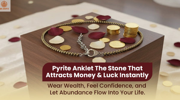 Pyrite Anklet for Wealth, Luck, and Confidence – Natural Crystal Jewelry by Rudhvi for attracting money, abundance, and positive energy.