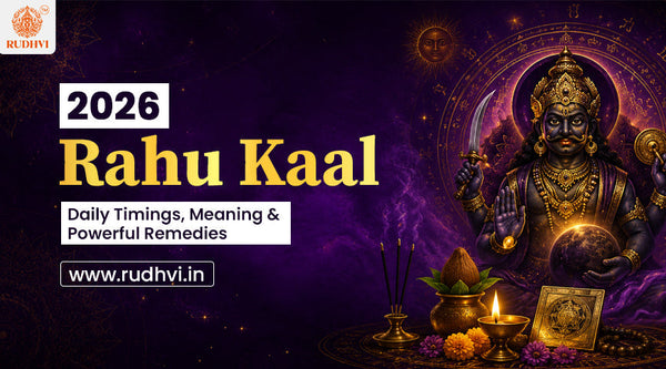 2026 Rahu Kaal spiritual guide banner with Rahu deity and astrology 