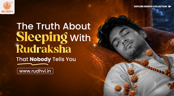 Man sleeping peacefully while wearing Rudraksha mala explaining benefits and rules of sleeping with Rudraksha
