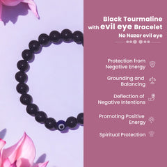 (Black Tourmaline with evil eye) No Nazar Evil Eye