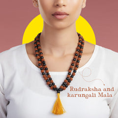 Karungali x Rudraksha Mala-108+1 – Protection & Energy | Rudhvi