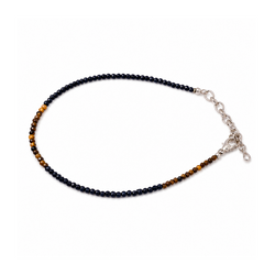 Triple Protection Crystal Anklet – Hematite, Black Obsidian & Tiger Eye