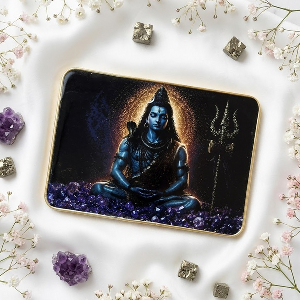 Mahadev Amethyst Aura Frame with Natural Amethyst & Pyrite | Rudhvi