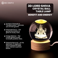 3D Lord Shiva Crystal Ball Table Lamp – Strength, Focus & Energy Balance | Rudhvi