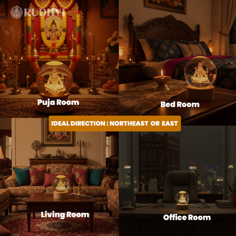 3D Lord Shiva Crystal Ball Table Lamp – Strength, Focus & Energy Balance | Rudhvi