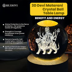 3D Devi Matardni Crystal Ball Table Lamp – Divine Protection, Strength & Peace | Rudhvi