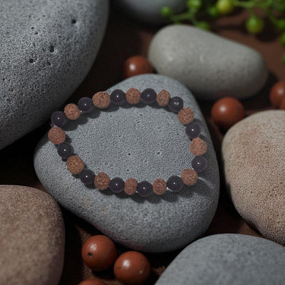 Rudraksha + Black Tourmaline Bracelet 5-mukhi Rudraksha