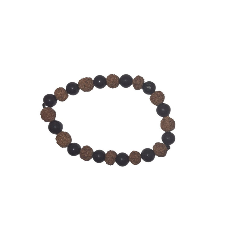Rudraksha + Black Tourmaline Bracelet 5-mukhi Rudraksha