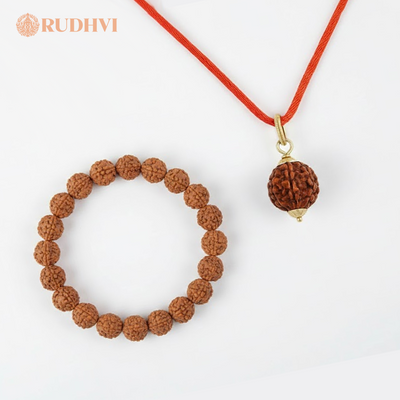 5 Mukhi Rudraksha Bracelet and Pendant Combo for Spiritual Growth – Rudhvi
