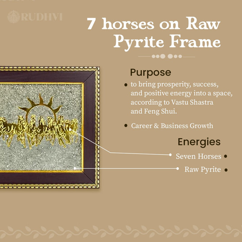 7 Horses on Pyrite Frame placed on wall for vastu decor