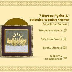7 Horses Pyrite & Selenite Wealth Frame for Vastu & Prosperity