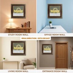 7 Horses Pyrite & Selenite Wealth Frame for Vastu & Prosperity