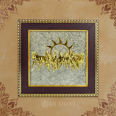7 Horses on Raw Pyrite Frame