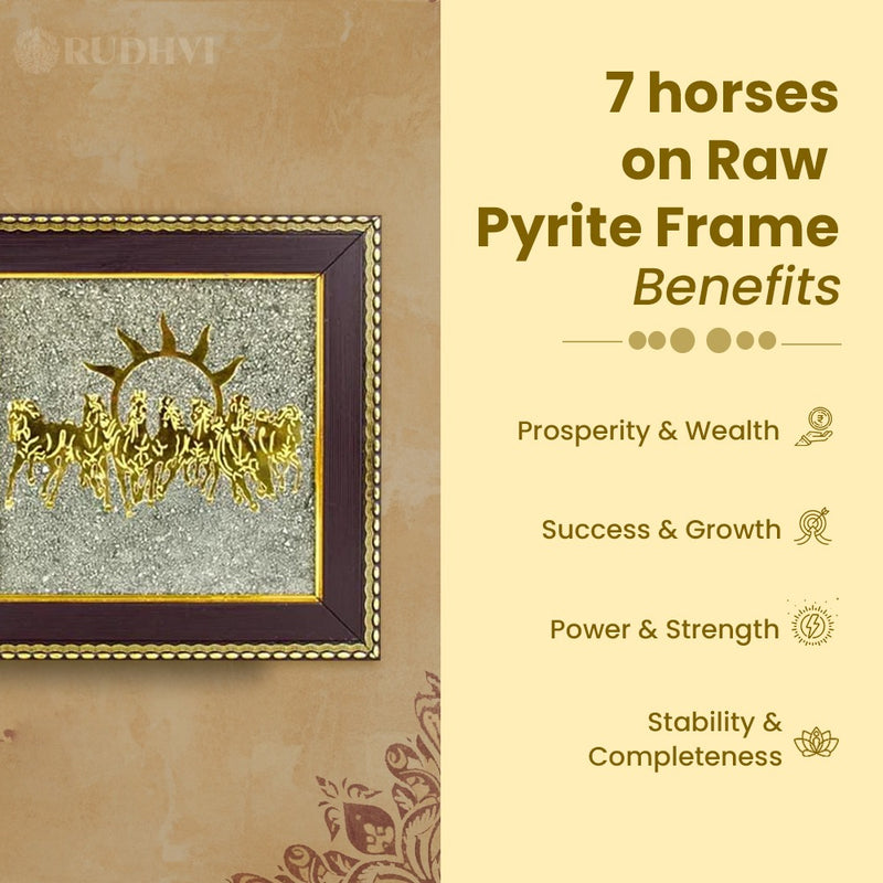 7 Horses on Raw Pyrite Frame