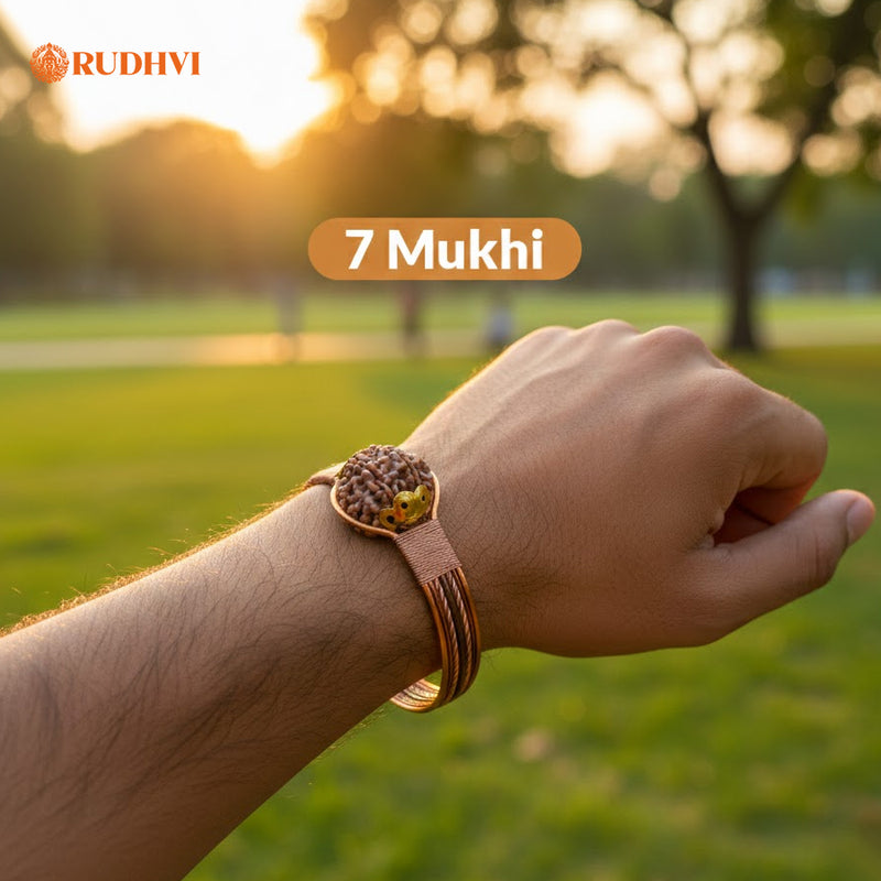 7 Mukhi Nepali Rudraksha Bracelet (21–23mm) with Copper Bracelet | Rudhvi