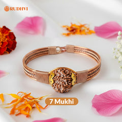 7 Mukhi Nepali Rudraksha Bracelet (21–23mm) with Copper Bracelet | Rudhvi