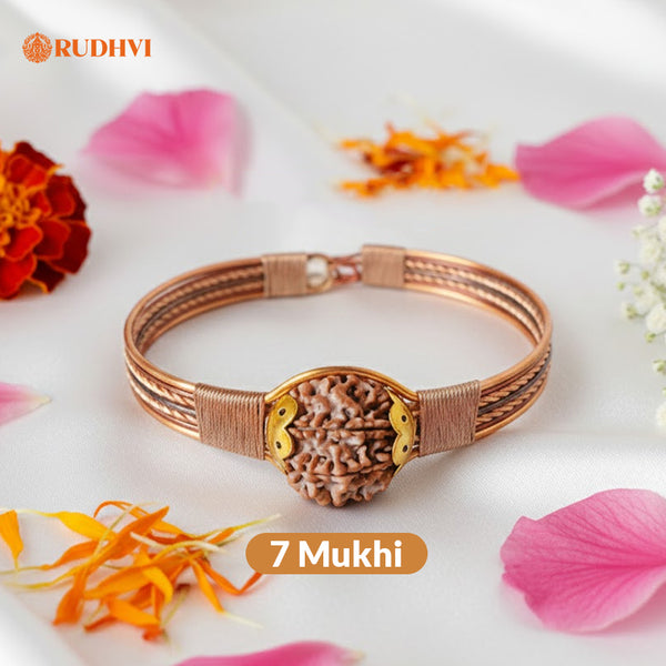 7 Mukhi Nepali Rudraksha Bracelet (21–23mm) with Copper Bracelet | Rudhvi