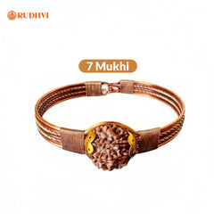 7 Mukhi Nepali Rudraksha Bracelet (21–23mm) with Copper Bracelet | Rudhvi