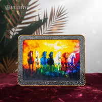 7 Running Horses Pyrite Money Magnet Frame – Wealth, Success & Good Luck | Rudhvi