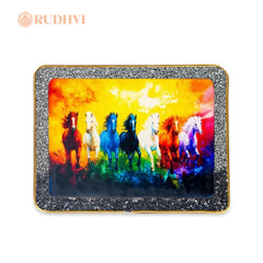 7 Running Horses Pyrite Money Magnet Frame – Wealth, Success & Good Luck | Rudhvi