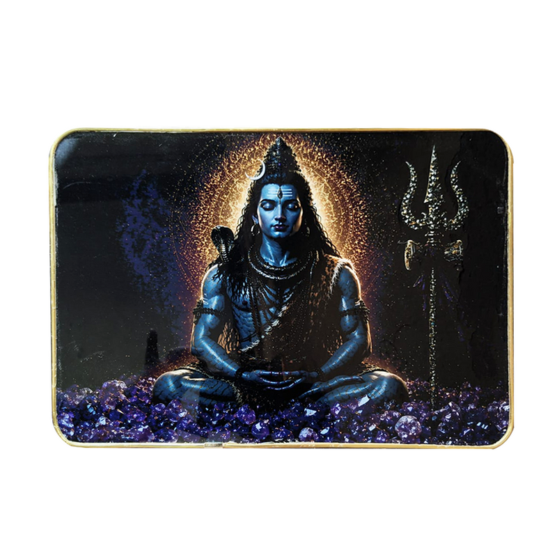 Mahadev Amethyst Aura Frame with Natural Amethyst & Pyrite | Rudhvi