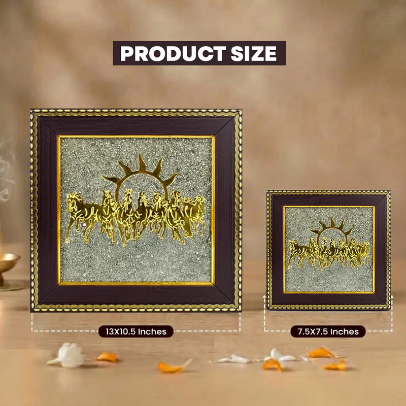 7 Horses Pyrite Frame for Wealth & Success | Vastu Wall Decor