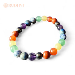authentic 7 chakra crystal bracelet by Rudhvi with natural stones for chakra alignment, energy flow, and aura cleansing-Rudhvi
