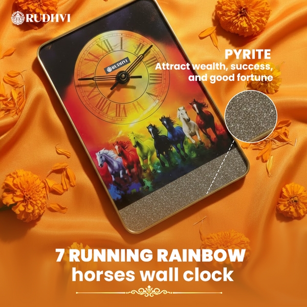 Rudhvi™ 7 Running Rainbow Horses Wall Clock – Pyrite Wealth Energy Decor