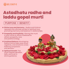 Astadhatu Radha & Laddu Gopal Murti for Home Mandir | Divine Brass Alloy Idol for Puja & Vastu