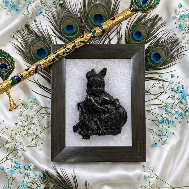 Bal Gopal Pyrite Selenite Frame | Wealth & Peace Vastu Decor