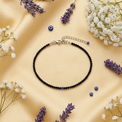 Black Obsidian Evil Eye Anklet for Kids (3+ Years) | Rudhvi